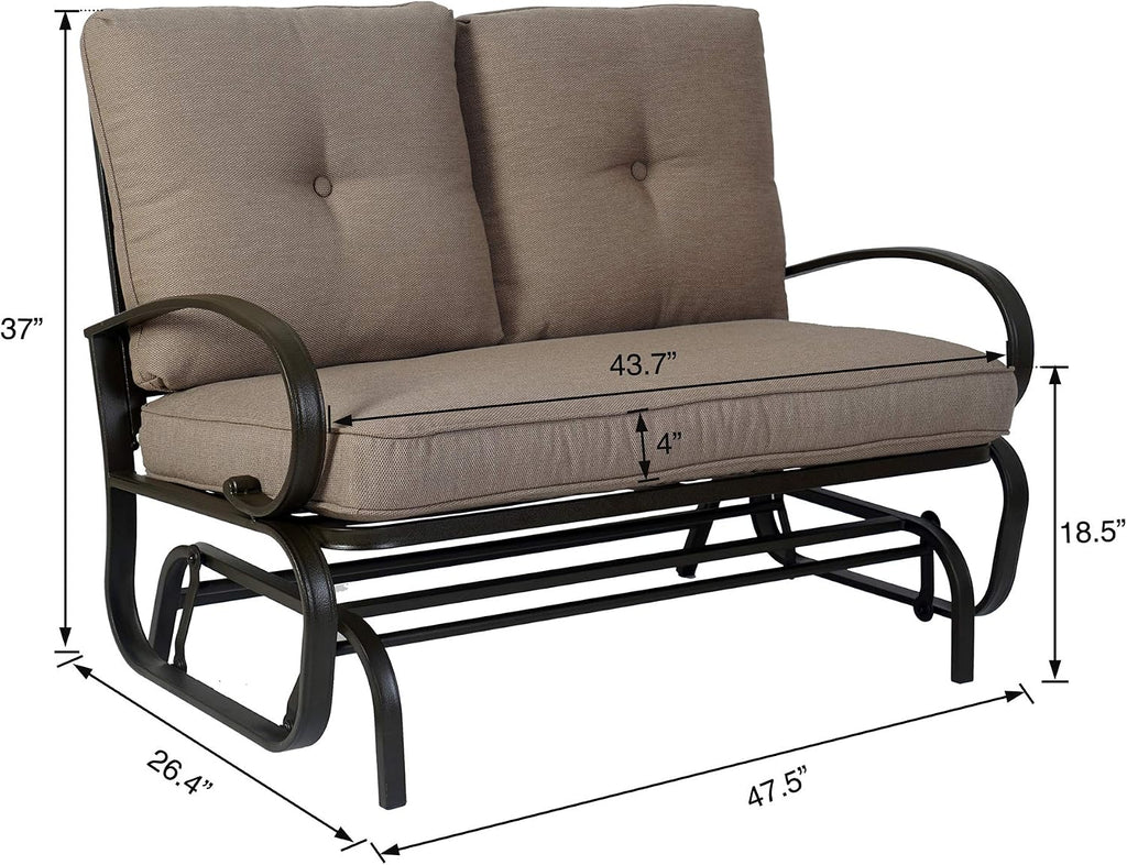 Kozyard Cozy Patio Glider Bench - Outdoor Rocking Loveseat with Sturdy Frame and Cushioned Seats for Patio, Yard - Rocker Swing with Outdoor Seating, Perfect for Porch Outdoo (Beige)
