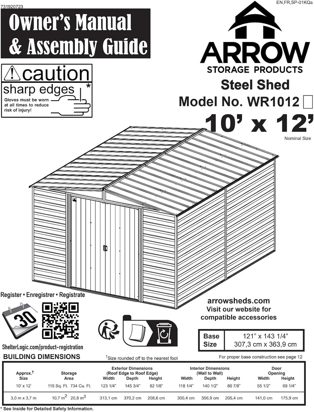 Arrow WR1012 Woodridge EG Steel Storage Shed, 10 by 12-Feet