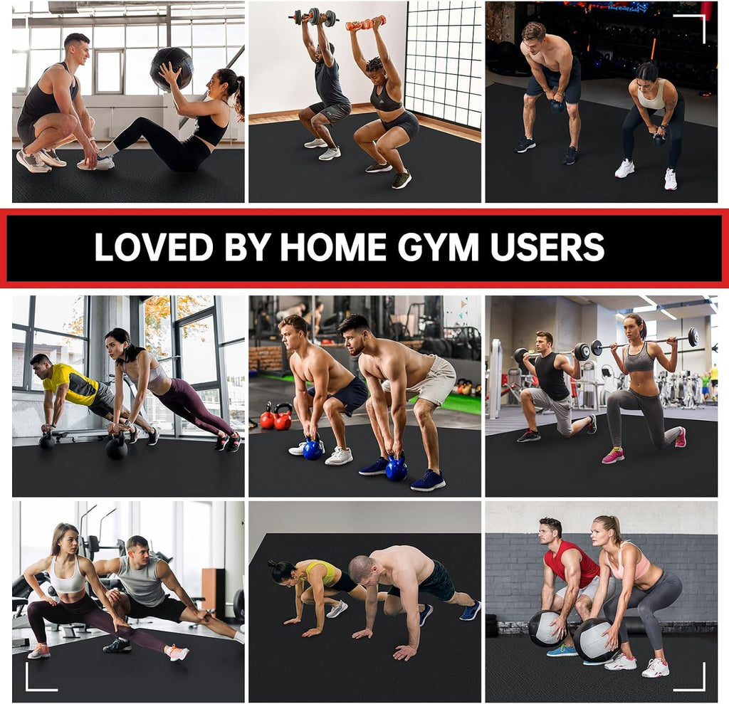GymCope Large Exercise Mat for Home Workout,12'x6'/10'x6'/9'x6'/8'x6'/7'x5'/6'x4' (7mm) Extra Thick Workout Mat, High-Density Gym Mat for Cardio, Jump Rope, MMA, Weights (Shoe-Friendly)