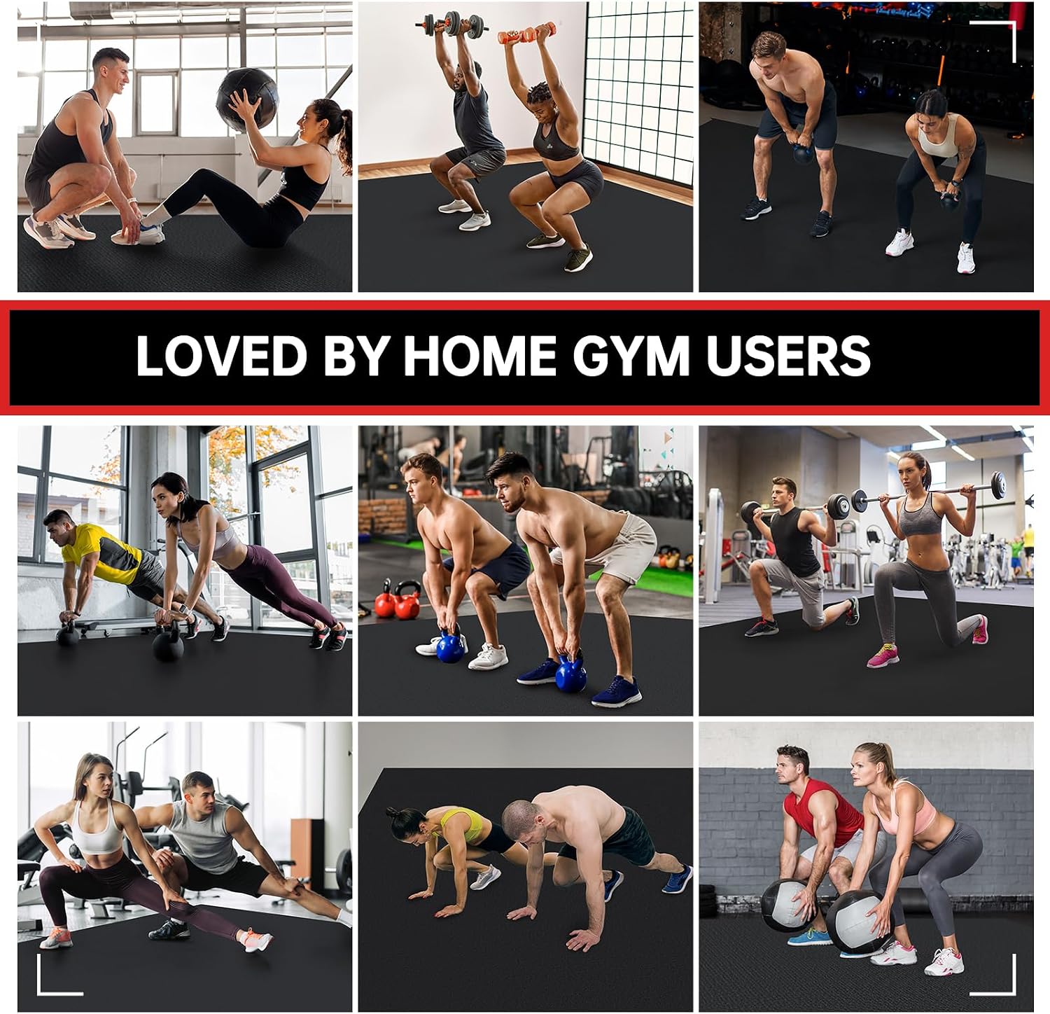 GymCope Large Exercise Mat for Home Workout,12'x6'/10'x6'/9'x6'/8'x6'/7'x5'/6'x4' (7mm) Extra Thick Workout Mat, High-Density Gym Mat for Cardio, Jump Rope, MMA, Weights (Shoe-Friendly)