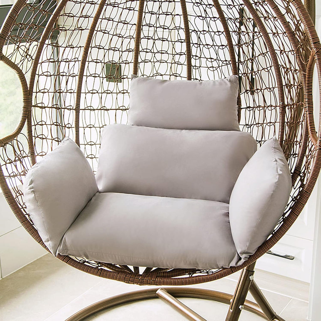 HUHJYUGE Egg Chair Cushion Replacement, Hanging Chair Cushion Only, Swing Cushion Outdoor, with Headrest, Zipper, Detachable, Skin-Friendly, Comfy, for Patio Garden