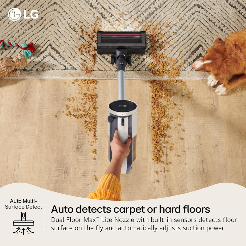LG Cordzero Q3 Cordless Stick Vacuum Cleaner with Auto Multi-Surface Detect Dual Floor Max Lite Nozzle, Beige Color