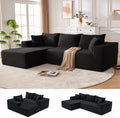 Mangodan 110' Cloud Sectional Couch, Boneless Sofa for Living Room, Modular Sectional Sofa with Deep Seat, Comfy Fluffy Couch with L-Shaped Chaise, No Assembly Required (Left-Facing Chaise, Black)