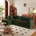 SoarFlash Chenille Sectional Sofa, Comfy L Shaped Modular Coush Sofa with Ottoman, Modern 3 Seat Couch Deep Seat Sofa Set for Living Room,Green