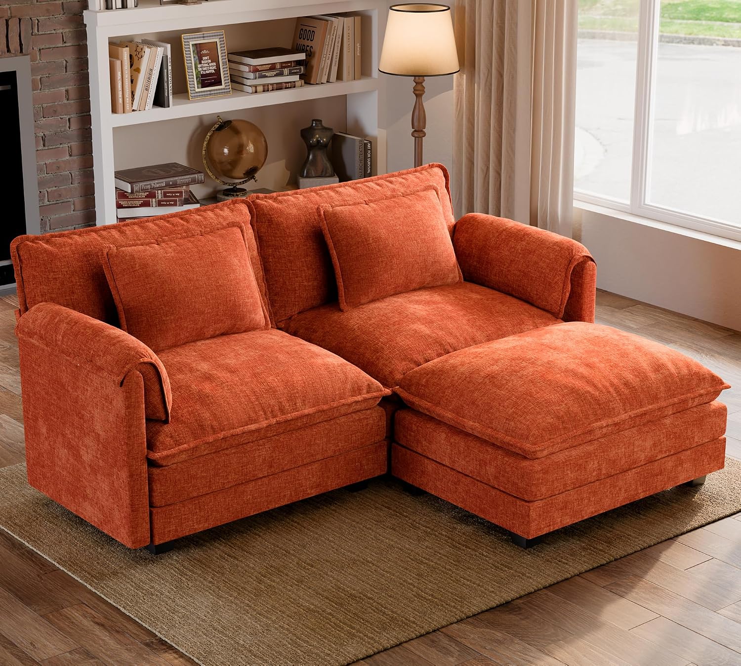 ELUCHANG Oversized 79' Modular Sectional Sofa, Comfy Cloud Couch for Living Room, L-Shaped Sofa with Ottoman, Apartment Couch, DIY Combination - Chenille Terracotta
