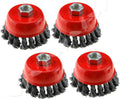 4-Inch (20 Pieces) Twist Knot Carbon Steel Wire Cup Brush rust paints corrosion remove burnishing wheel fits Dewalt Roxx Tools Makita Metabo 5/8-11 grinder polisher