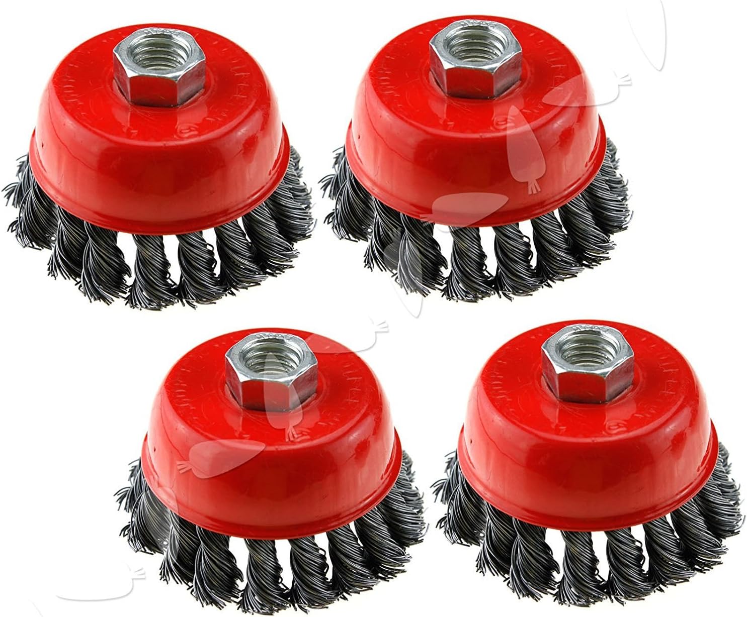 4-Inch (20 Pieces) Twist Knot Carbon Steel Wire Cup Brush rust paints corrosion remove burnishing wheel fits Dewalt Roxx Tools Makita Metabo 5/8-11 grinder polisher