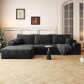 107 inch Cloud Sectional Couch Boneless Sofa in a Box for Living Room, Foam Floor Modular Sectional Sofa w/Deep Seat, Fluffy Corduroy Upholstered Couch with L-Shaped Chaise