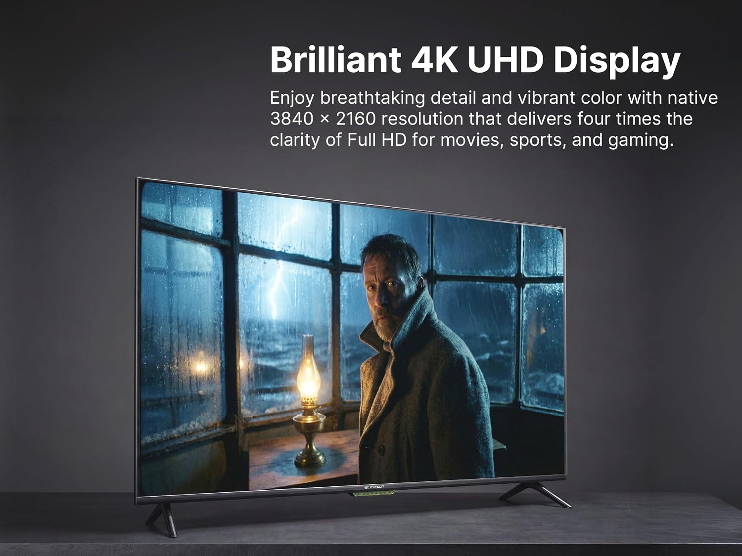Emerson ETS-5000KA 50' Class 4K UHD Smart TV with Full HDR | Ultra HD 2160p LED Display, Built-in Digital Tuner, HDMI & USB Inputs, Voice Control Compatible, Sleek Design for Home Entertainment