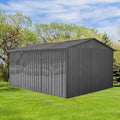 10x12 FT Outdoor Storage Shed, Large Metal Garden Shed with 4-pane Window, Outside Tool Shed with Lockable Hinged Doors & 4 Air Vents, Waterproof Storage Building for Backyard, Patio, Lawn, Gray