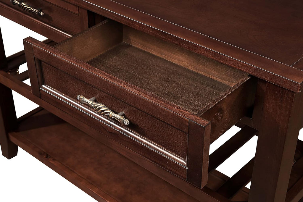 LKTART Solid Wood Console Table Sofa Tables with Drawers and Shelves Small Entryway Table for Living Room,Behind the Couch Table,Foyer(42' Espresso)