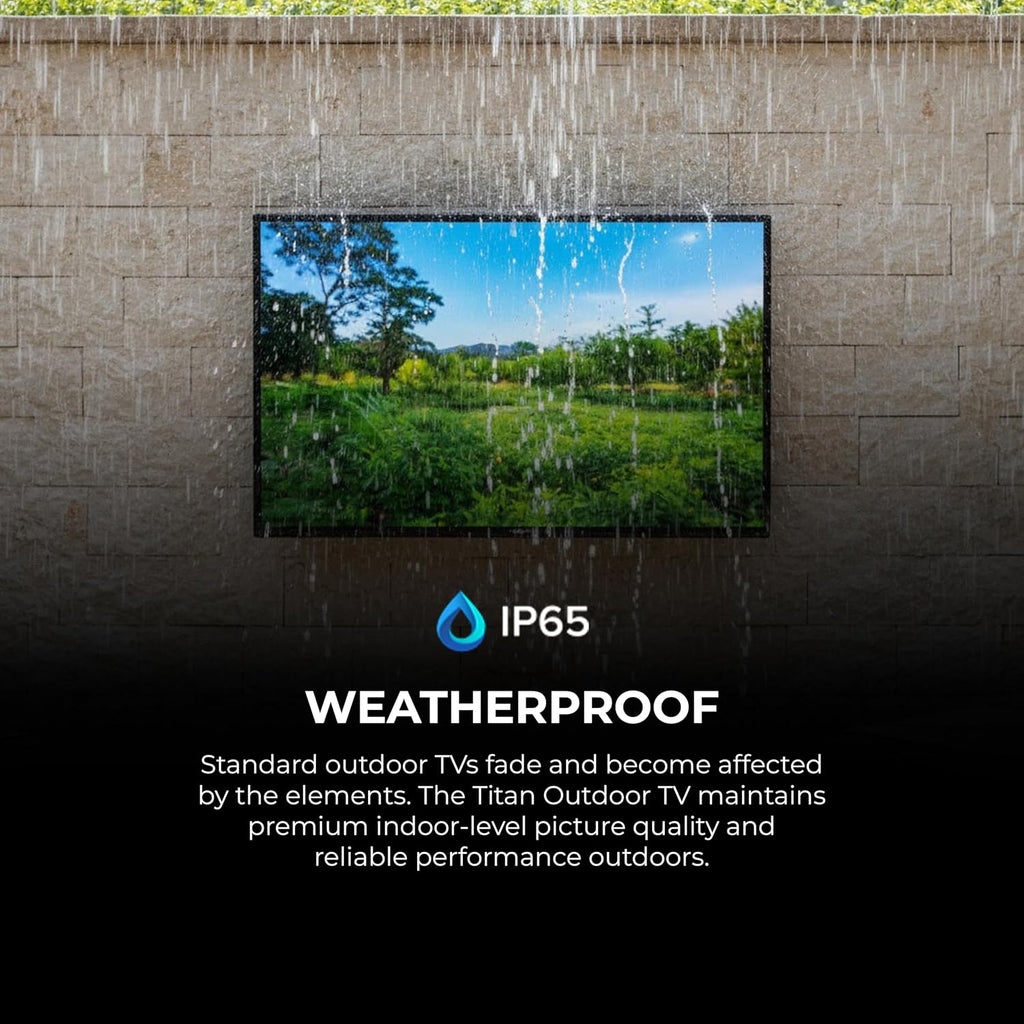 Titan G300 Mini-QLED 65 Inch Outdoor TV, Full Sun, IP65 Smart Weatherproof TV, 4K HDR, 144 Hz, Google AI OS, 5000 Nits, Wi-Fi 6, Dolby Vision&Atmos, Bang&Olufsen, Outdoor TV Cover, SlimBezel, 2YrWty
