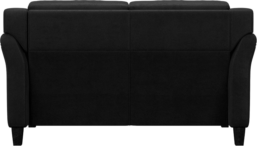 Studio Living Harrington 57.9' Loveseat, Transitional Modern, Pocket Coil Comfort, Easy Assembly, Microfiber Fabric, Black