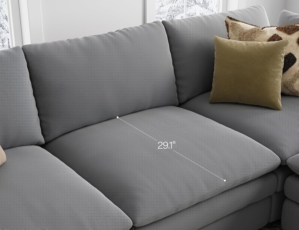 Sectional Couches for Living Room L Shaped Cloud Couch with Ottoman Deep Plush 5 Seats Sofa Modern Sofa for Apartment