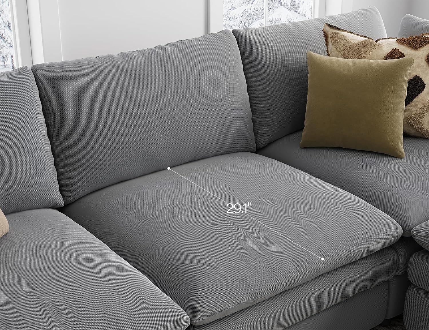 Sectional Couches for Living Room L Shaped Cloud Couch with Ottoman Deep Plush 5 Seats Sofa Modern Sofa for Apartment