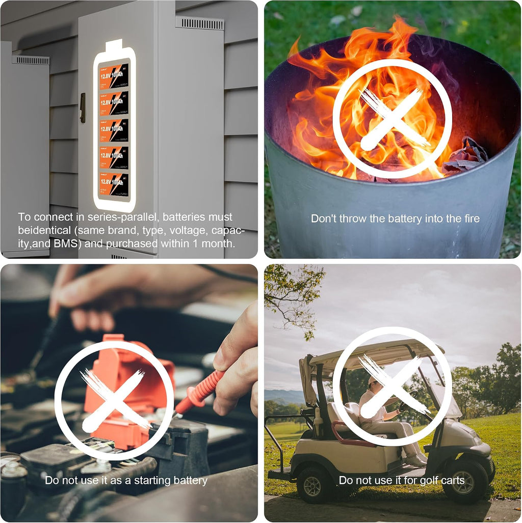 2 Packs 12V 100Ah LiFePO4 Battery with 100A BMS 1.28kWh Rechargeable Low-Temp Protection Lithium Battery Up to 6000 Cycles Perfect for RV, Solar System, Off-Grid