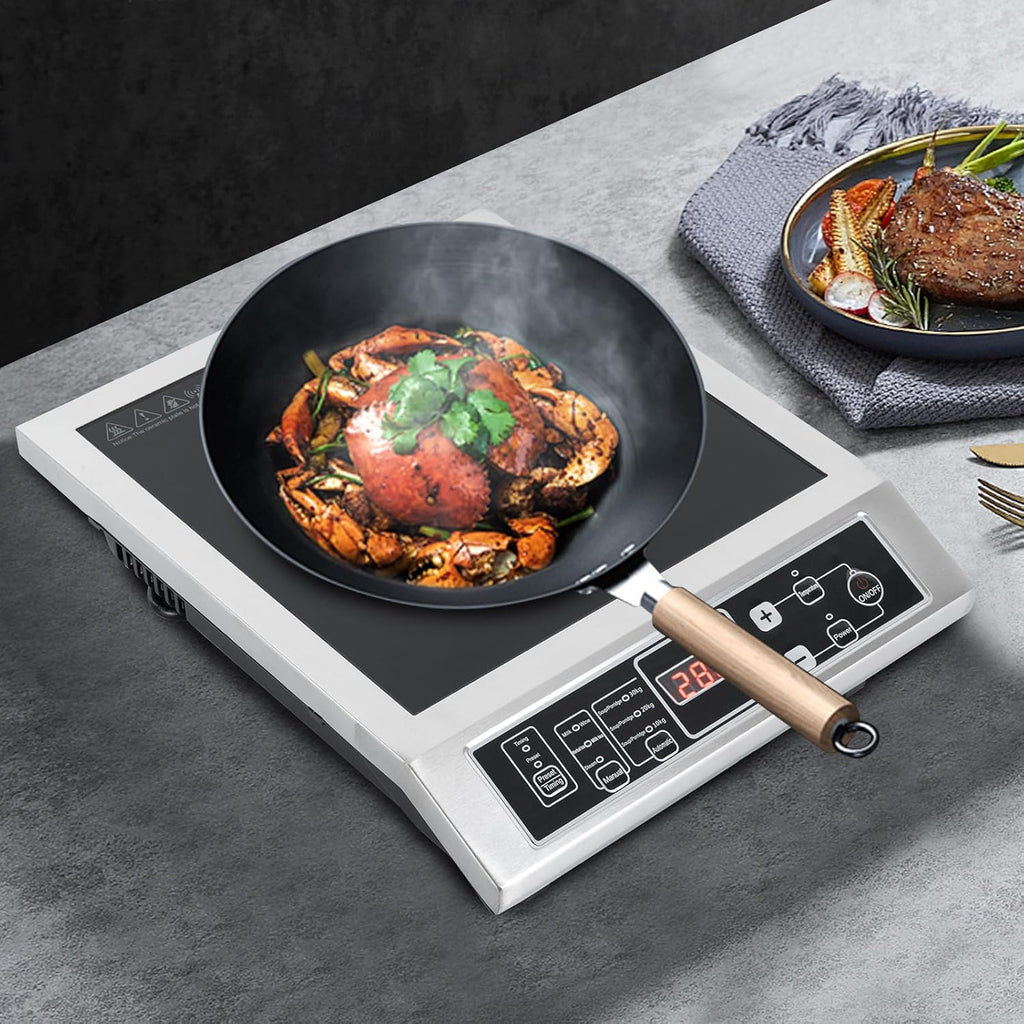Portable Induction Cooktop, 3500W Professional Countertop Induction Cooktop with 8 Levels Adjustable Temperature & Sensor for Dorm Rooms & Home Kitchens and Backyard Cooking