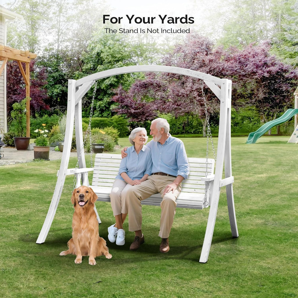 VINGLI 6.7FT Porch Swing Frame, 1000LBS Heavy Duty A-Frame Wooden Porch Swing Stand with Curved Arc Top for 5FT Porch Swing, Large Swing Hanger for Garden, Patio, Backyard & Indoor, White