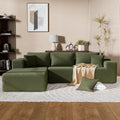 Cloud Wool Modular Sectional Sofa with Chaise, 106' L-Shaped Sofa Couch for Living Room, Deep Seat Plush Boneless Couches, Includes Pillows, Right Chaise, Green