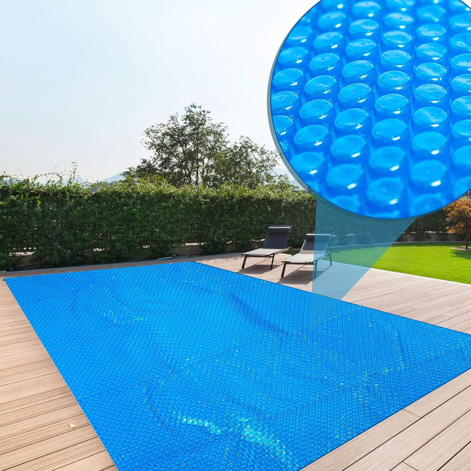 Frienda 12 x 24 ft Blue Rectangle Solar Pool Cover 16 Mil Solar Blanket for Above Ground Inground Pools Heavy Duty Floating Bubble Pool Hot Tub Spa Covers for Swimming Pools