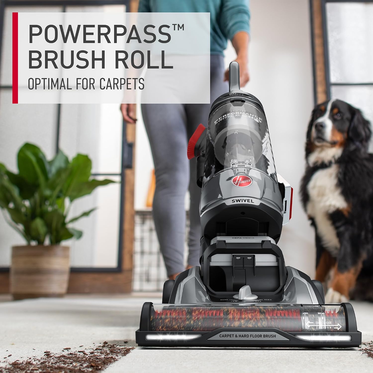 Hoover High Performance Swivel XL Vacuum Cleaner, Bagless Upright Vacuum, HEPA Media Filtration, MaxLife System, WindTunnel Technology, Corded Vacuum Cleaners for Home Use