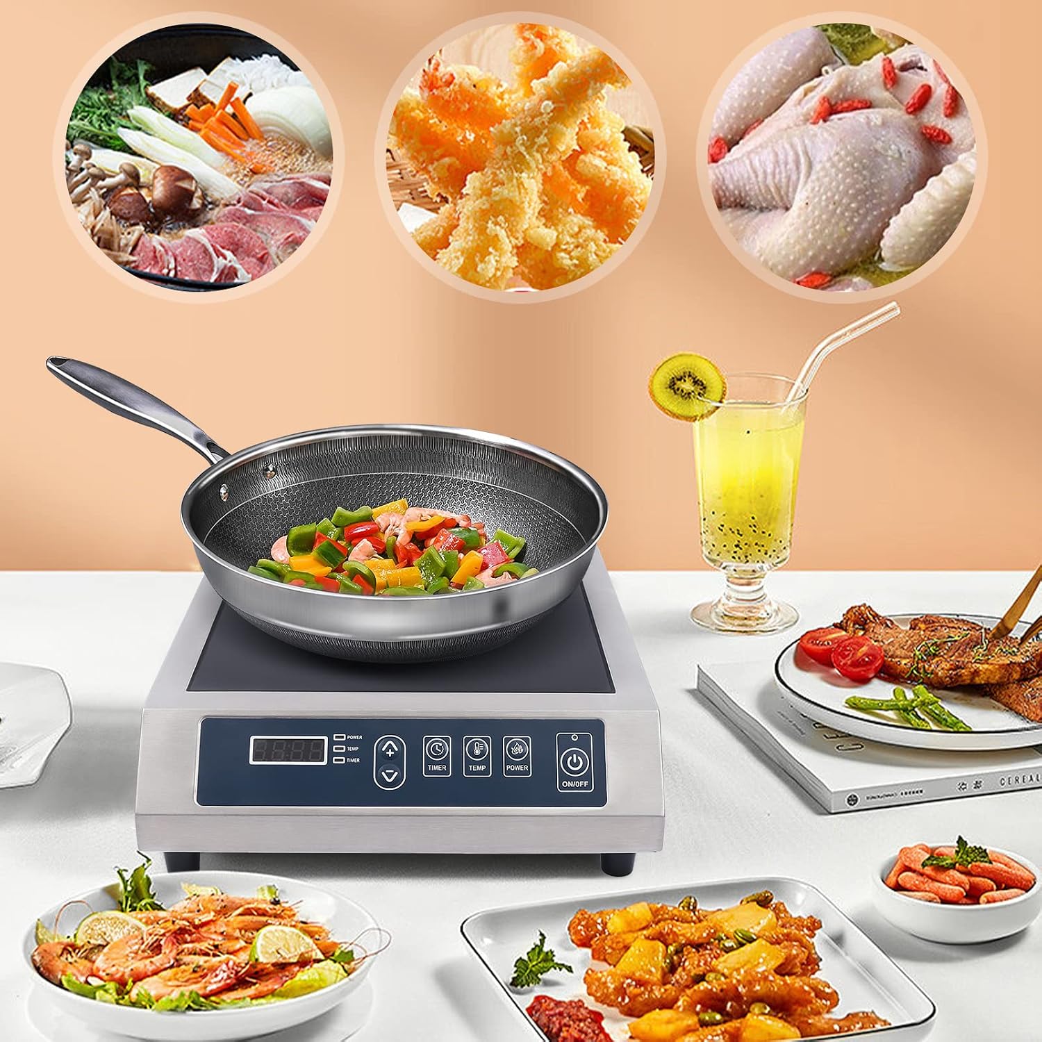Induction Cooktop,Portable Induction Cooktop Countertop Burner,Professional Countertop Induction Cooktop with Push-button,Overheating Protection (1800W)