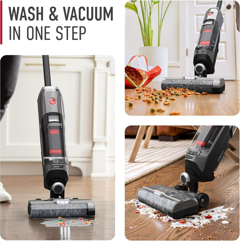 Hoover ONEPWR Streamline Cordless Hard Floor Cleaner Machine, Portable Floor Cleaning Machine, Self Cleaning System, Wash and Dry Mode, Ideal for Hardwood, Luxury Vinyl, Tile and More