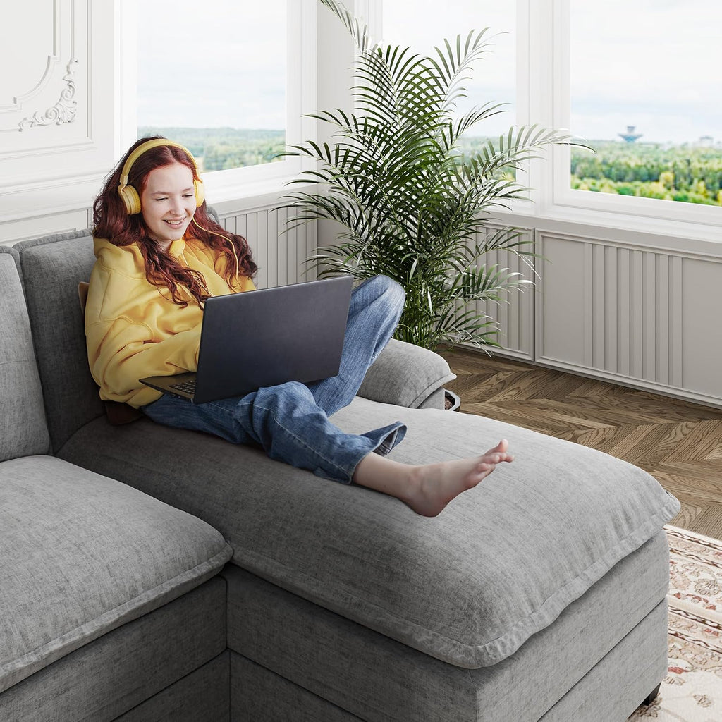 U Shaped Sectional Couches for Living Room,110' Modern Big Sofa Couch with Double Chaise,4 Seat Modular Sofa Couches with Thick Cushion & Soft Backrest