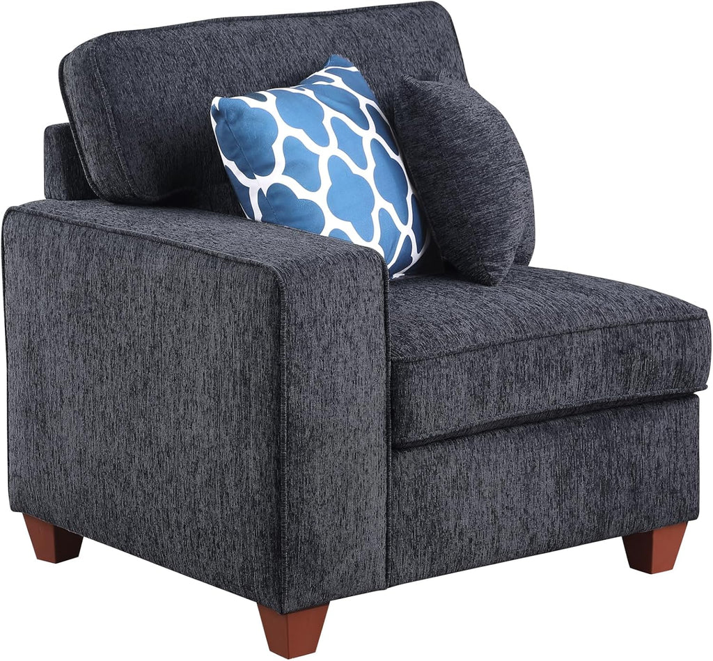 Ball & Cast 116' L-Shaped Sectional Couch with Movable Ottoman & 6 Throw Pillow,7 Seat Chenille Upholstered Sectional Sofa W/Wide Armrest,DIY Combination,Comfy Sectionals Set for Living Room,Dark Gray