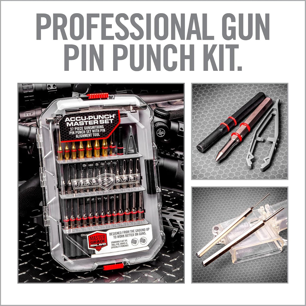 Real Avid Punch Set, Gunsmithing Tool Kit with Roll Pin Punch Set, Flat Tip Metal Punch Set, Brass Punch Set and Gunsmithing Tools: Pin Starter Tool