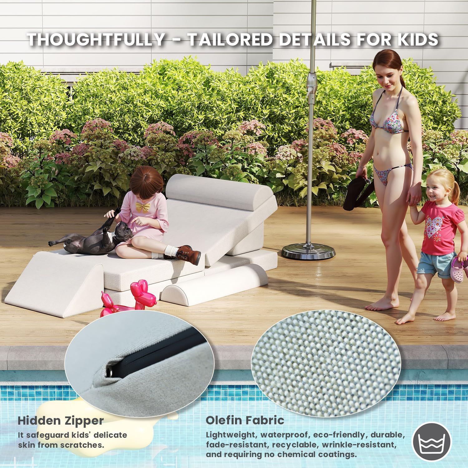 jela Kids Couch, Waterproof Kids Modular Sofa for Outdoor & Indoor, UV Resistant Child Sectional Sofa, Foam Play Couch Playhouse Play Set for Children Adults(Sand Beige) | waterproof