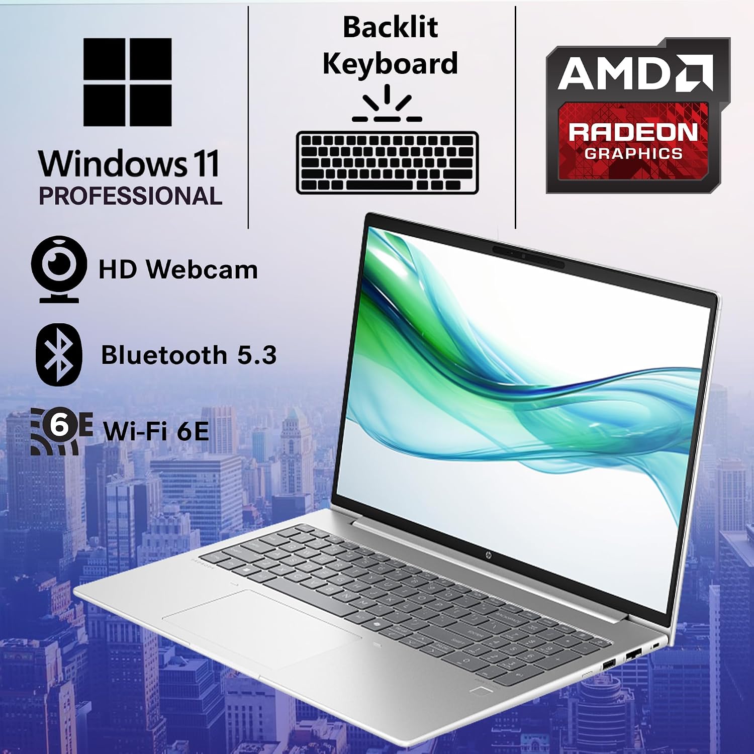 HP ProBook 465 460 G11 Business Laptop 16 FHD+ Display, AMD Ryzen 7 7735U, 16GB DDR5 RAM, 512GB NVMe, Wi-Fi 6E, RJ-45, Webcam, Backlit Keyboard, Win 11 Pro - Pike Silver Aluminum