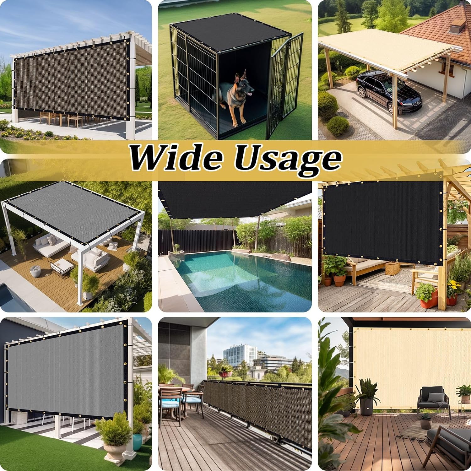 Shade&Beyond Customized Size 8' X 10' Shade Cloth with Grommets, 90% UV Protection Pergola Shade Cover Mesh Tarp Sun Screens for Patio GN06, Light Gray