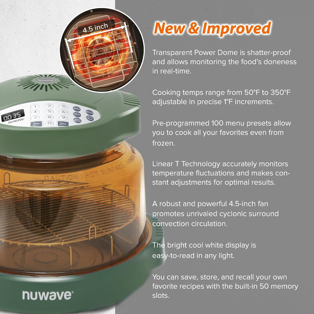 Nuwave Pro Plus 2 Infra-Red Oven, Countertop, Convection, Cook Fresh or Frozen, No Defrosting or Preheating, Cook Healthy, 360 Surround Heat, Adjustable Temps, 100 Presets, 50 Memory, Tough Power Dome