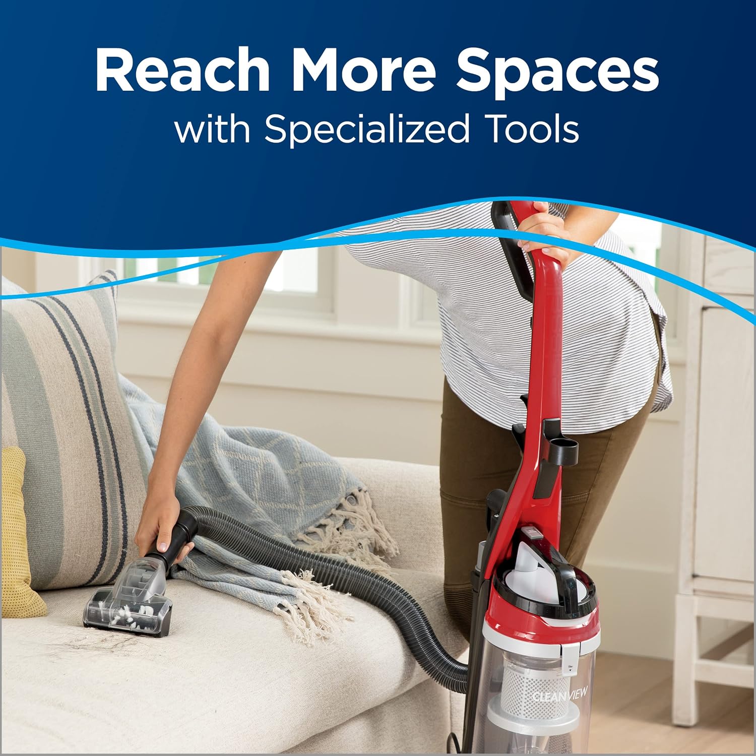 Bissell CleanView Bagless Vacuum, Powerful Multi Cyclonic System, Large Capacity Dirt Tank, Specialized Pet Tools, Easy Empty Red