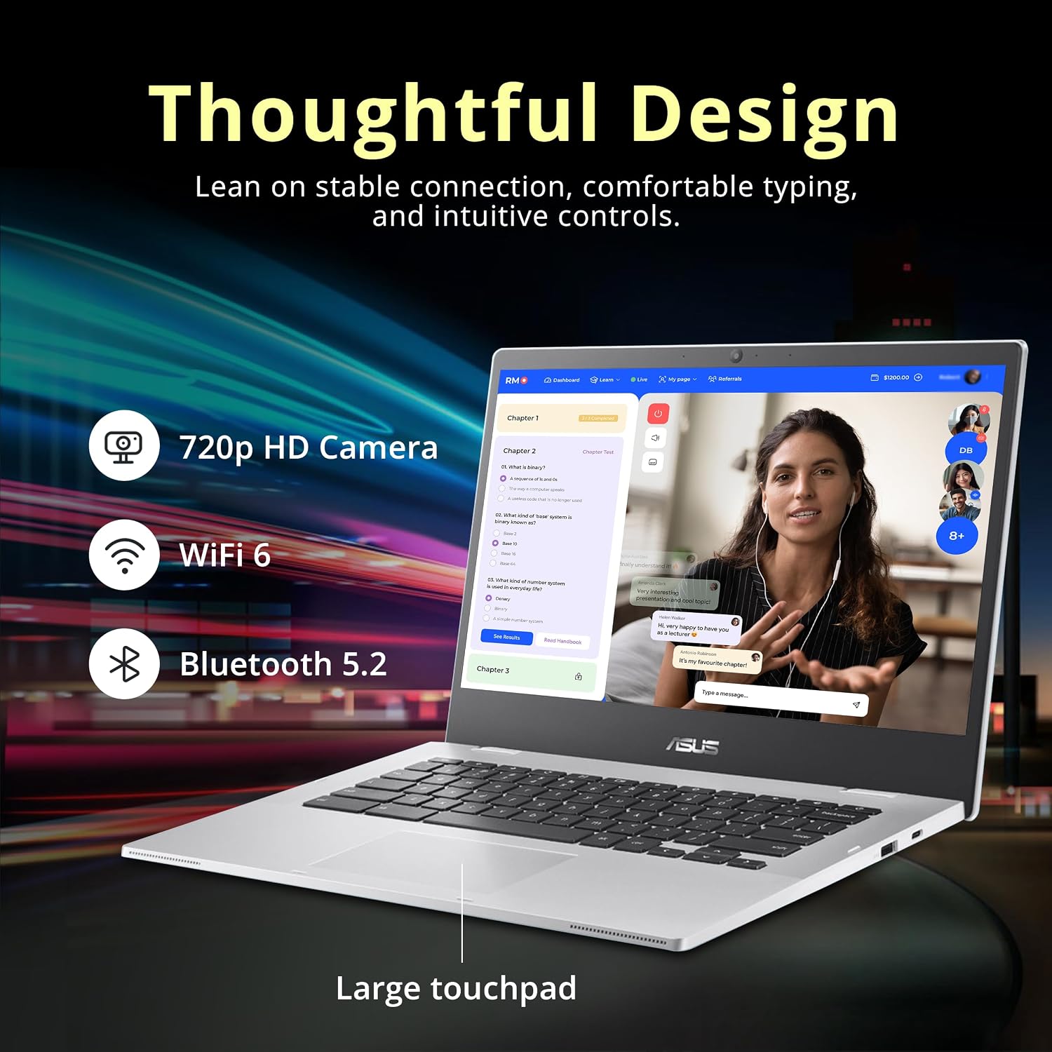 ASUS Chromebook CX1 14' FHD Laptop, Intel Celeron N4500, 4GB RAM, 224GB Storage (64GB eMMC+160GB Docking Station Set), Intel UHD Graphics, 720p Wecam, WiFi 6, Chrome OS, Silver