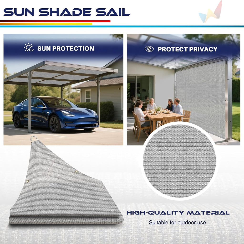 Windscreen4less 8' x 30' Sun Shade Sail Straight Edge Sun Shade Canopy Cover Outdoor with Grommets D-Ring UV Block for Pergola Backyard Patio (Light Gray)