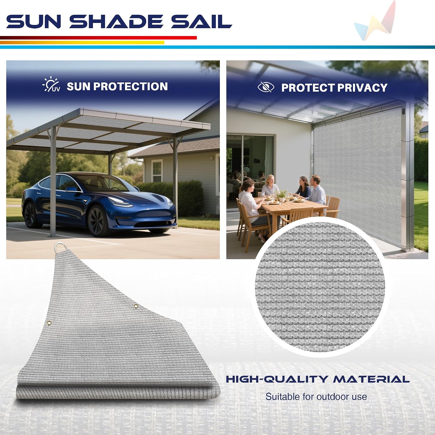 Windscreen4less 8' x 30' Sun Shade Sail Straight Edge Sun Shade Canopy Cover Outdoor with Grommets D-Ring UV Block for Pergola Backyard Patio (Light Gray)