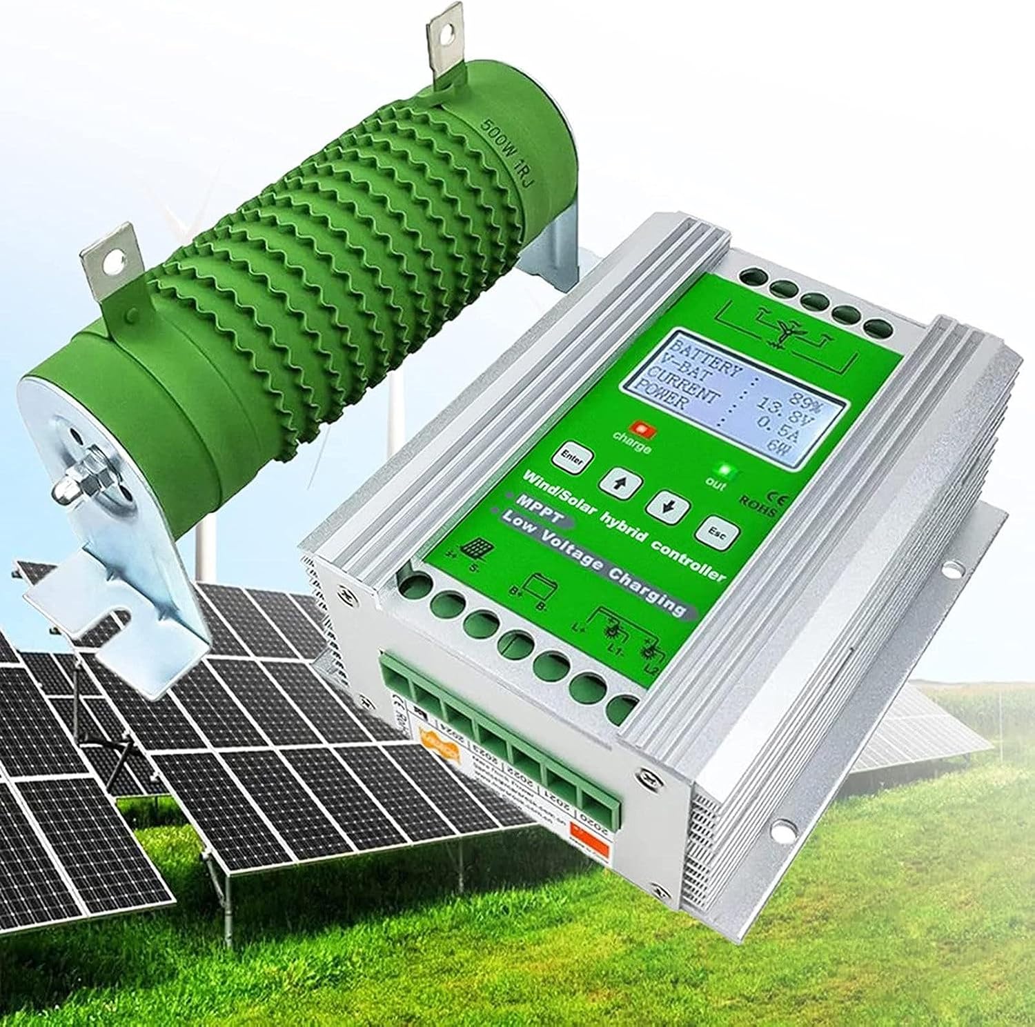 l Auto 12v/24v/48v Mppt Boost Charge Controller,3000w-12000w Hybrid Wind Solar Panel Controller,Boost Charge Regulator with LCD Display,Wind Generator(12000W,24V/48V)
