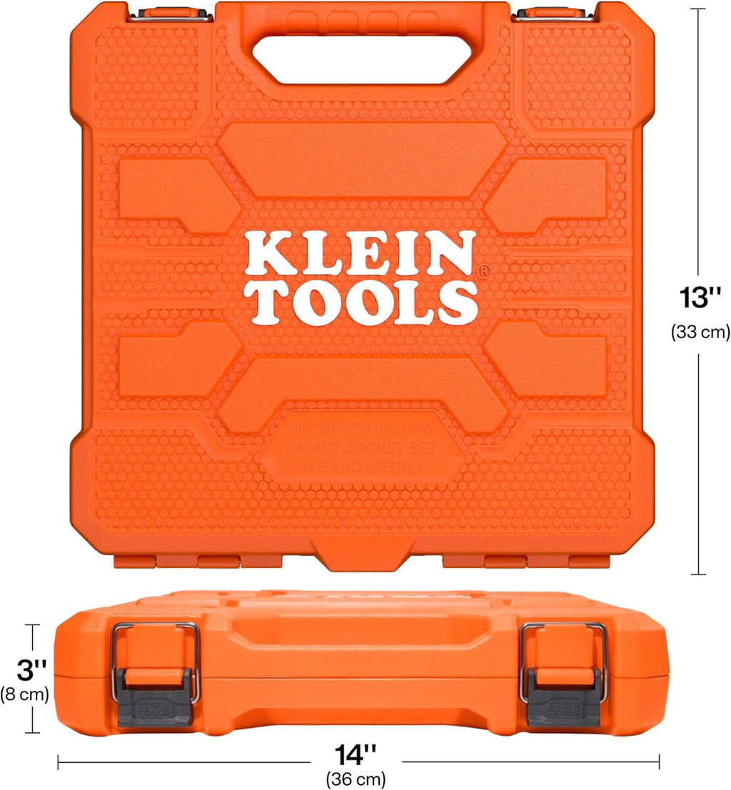 Klein Tools 65148HD KNECT Deep-Well and Shallow Impact Socket Set, 3/8-Inch Drive, SAE and Metric, 44-Piece Tool Set, Impact Driver, Swivel Adapter, Wrench Extensions, Removable Socket Organizer