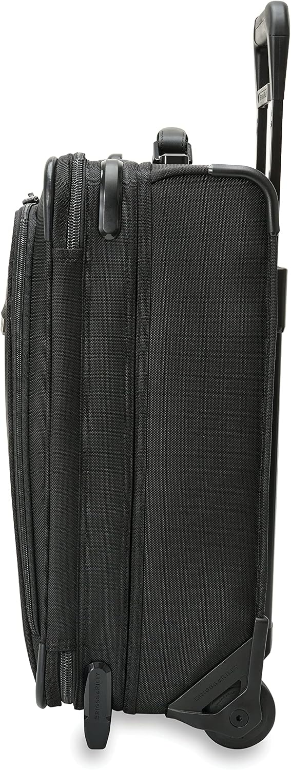 Briggs & Riley Global 2-Wheel Expandable Carry On - Luggage for International Travel, Suitcases with Wheels, Softside Rolling Bag for Men & Women, Self-Repairing Zipper - Baseline Collection, Black