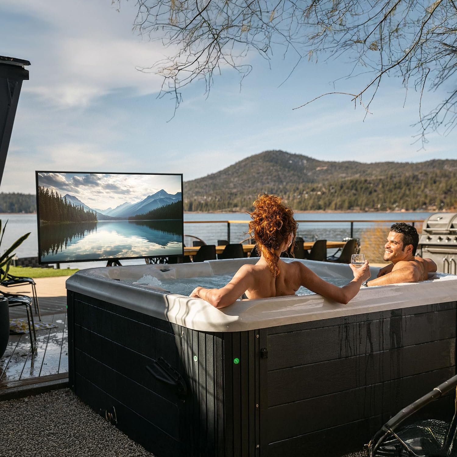SONAGI Helios 55' Outdoor TV - Anti-Glare, IP65 Water, Dust Resistant Television with 1000-Nit Brightness for Direct Sun All Weather Viewing - Weatherproof 4K UHD Smart TV for Patio and Outside