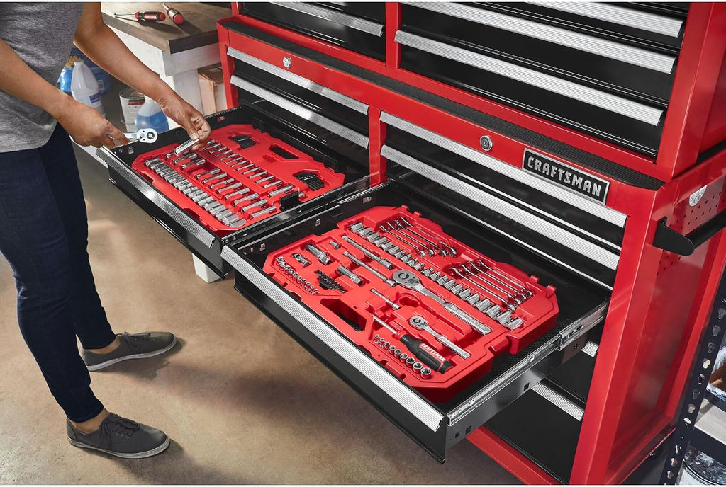 CRAFTSMAN Mechanic Tool Set 135 Pcs, 1/4, 1/2 and 3/8 Inch Drive SAE and Metric Socket Wrench Set with Case (CMMT12124)