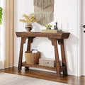 Tribesigns 41.3' Farmhouse Console Table, Small Entryway Table with 2-Tier Storage, Narrow Wooden Sofa Table Behind Couch for Living Room, Foyer, Hallway, Rustic Brown
