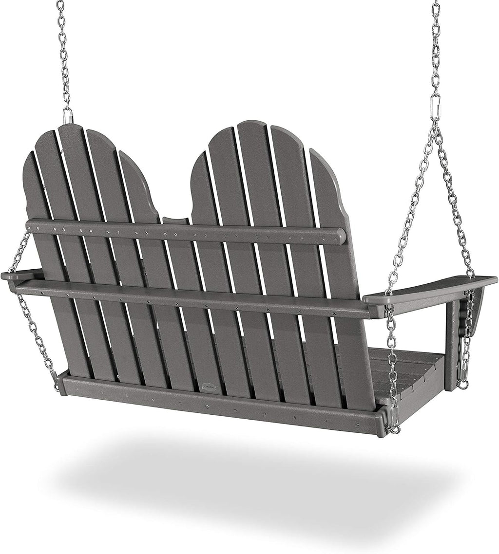 POLYWOOD Vineyard 2-Person Porch Swing, Sand - Heavy Duty HDPE Outdoor Hanging Swing for Front Porch, Patio & Balcony - Adult Garden Swing Bench with Chains