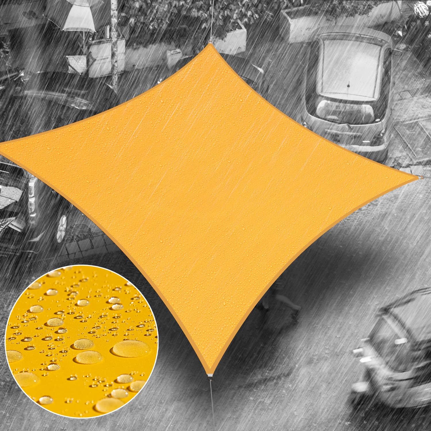 Royal Shade 8' x 16' Yellow Rectangle Waterproof Sun Shade Sail Order to Make rsTADS14 Canopy Awning, UPF50+ 95% UV Blockage Water Resistant, Outdoor Backyard Patio Garden Carport (We Customize)