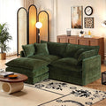 SoarFlash Chenille Sectional Sofa, Comfy L Shaped Modular Coush Sofa with Ottoman, Modern 2 Seat Couch Deep Seat Sofa Set for Living Room,Green