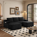96' Sectional Couches for Living Room Cloud Couch Sofa with L-Shape Upholstered Boneless Couchs Modern Modular Sectional Couch with Chaise (Black, 96' W+Right Facing Chaise+2Seaters+Ottoman)