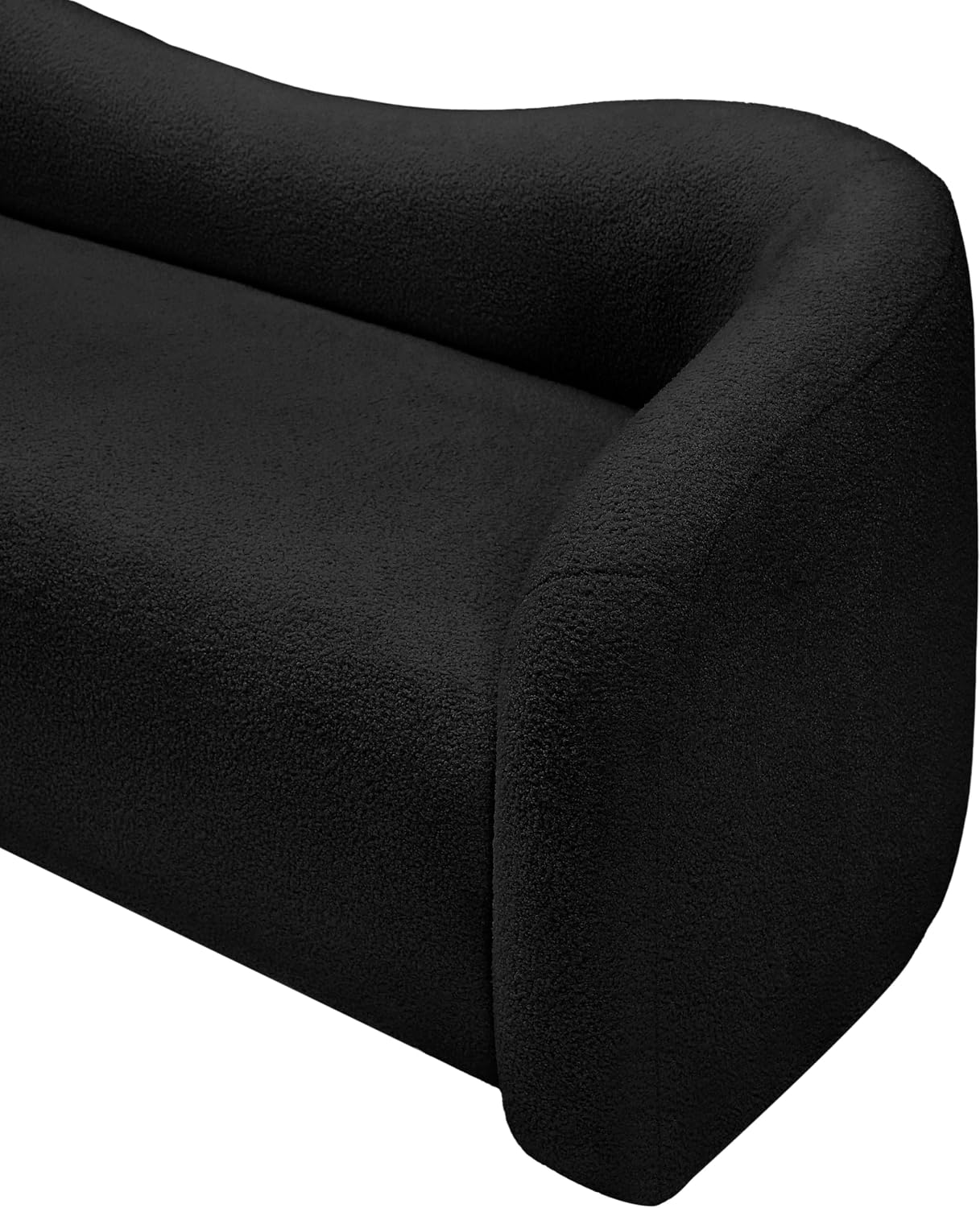 Meridian Furniture 186Black-S Kali Collection Modern | Contemporary Sofa with Soft Black Faux Shearling Teddy Fabric, Curved Back, 86' W x 33' D x 27' H, Black