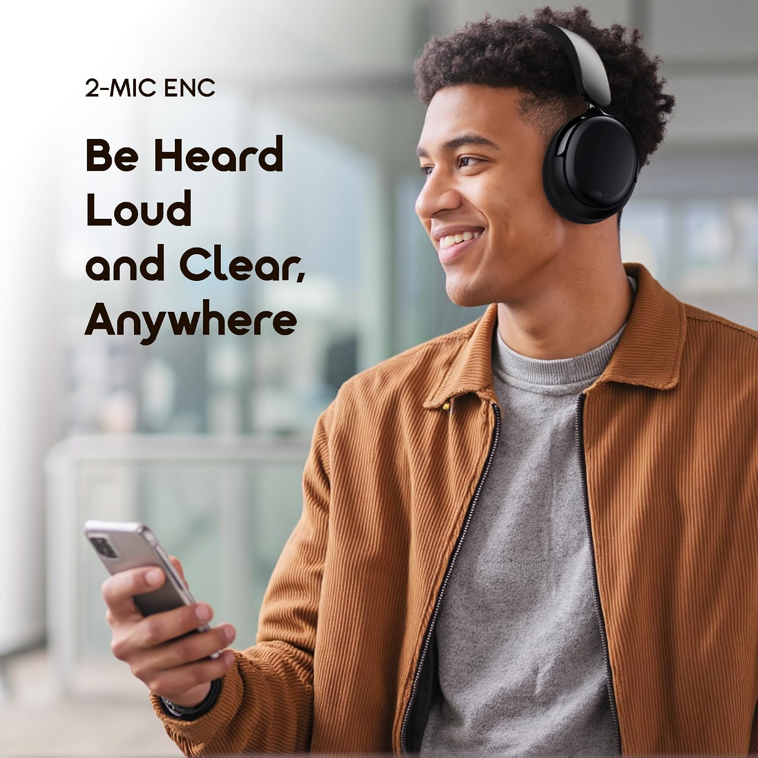 Oraimo Active Noise Cancelling Over the Ear Headphones Wireless Bluetooth, 65H Playtime, 3 EQ Modes, Deep Bass, BT5.4, Wireless Headphones with Microphone for Game, Office, Travel, Black